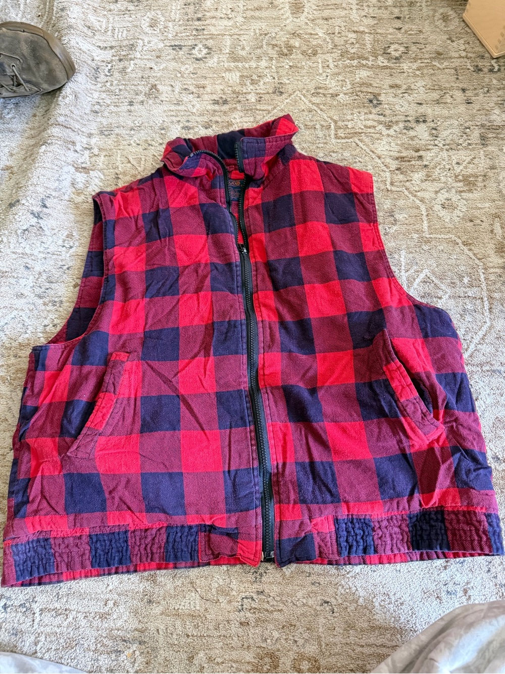 Woodland Men's Plaid Vest Red & Blue Size XL